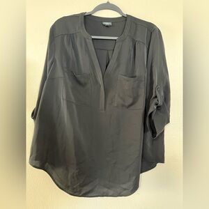 Torrid Charcoal Blouse with Roll-Up Sleeves